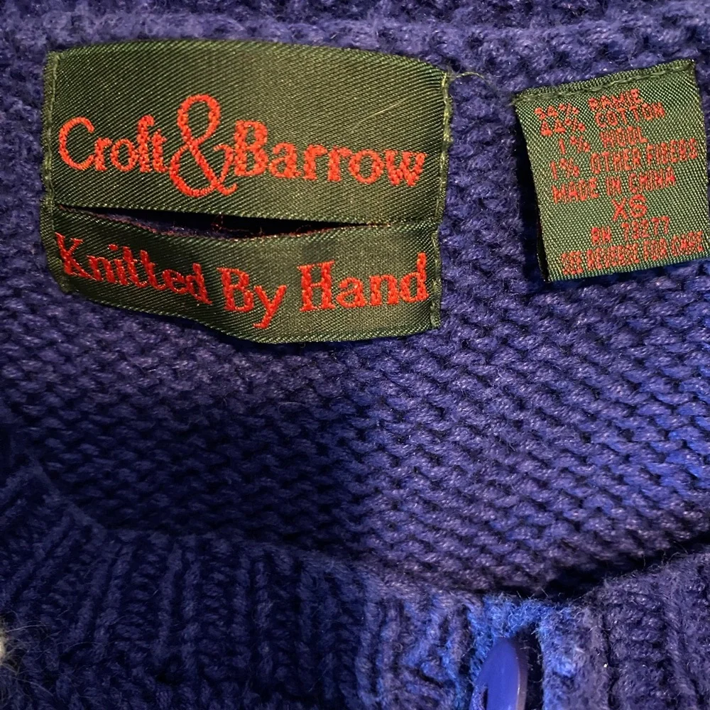 Vintage Hand Knit Croft & Barrow Sledding Snow Ugly Christmas Cardigan Size XS